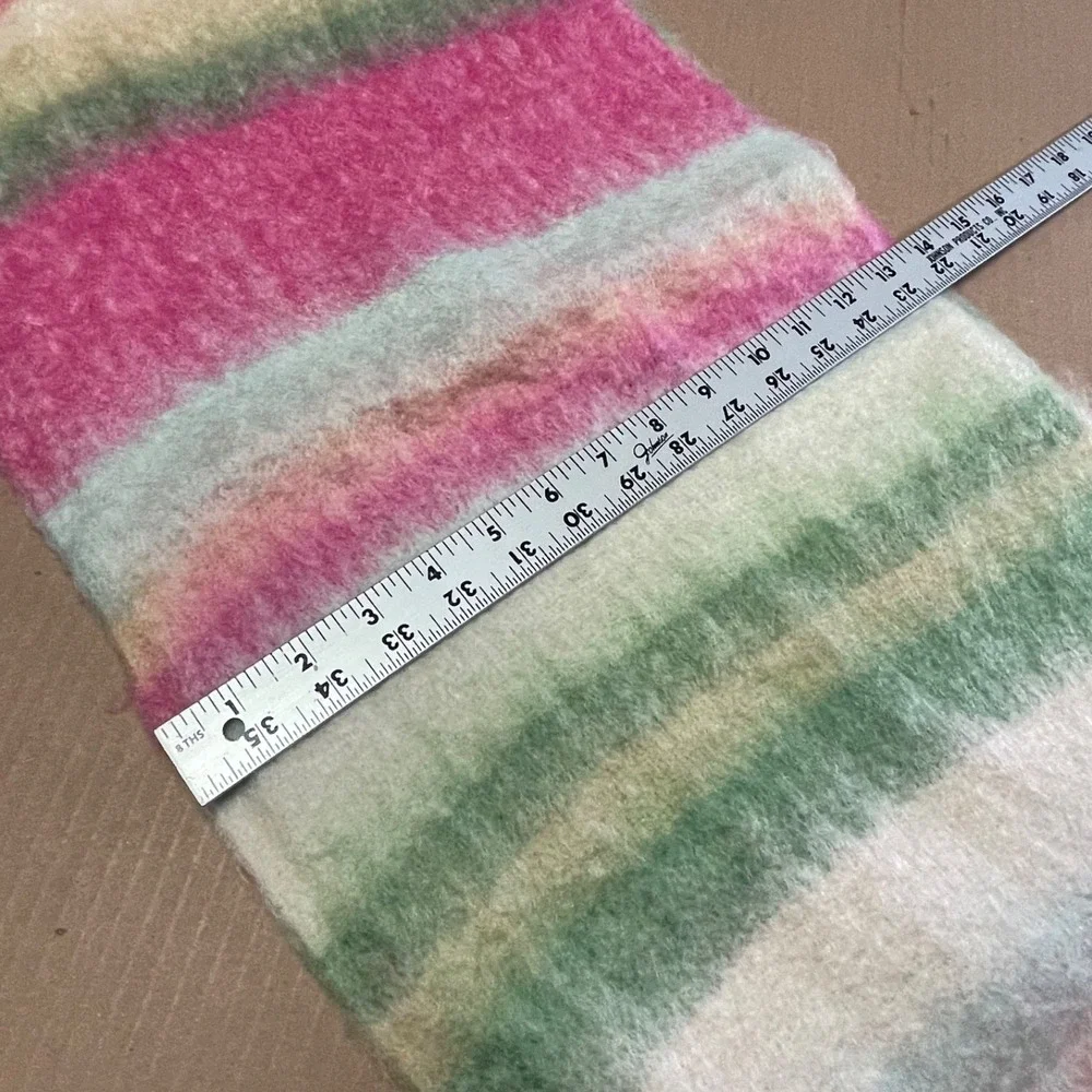 Gap Brushed Fringe Scarf One Size Green Blue Blend Wool Polyester 80x13.5 NWT